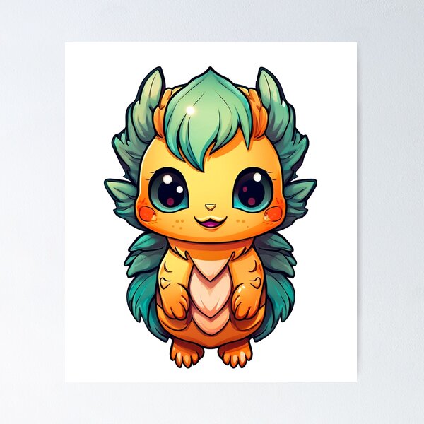 Item preview, K2 Mintzest - Cute Kawaii Creature with Teal Leaves and Orange Body designed and sold by Outlet Raloel.