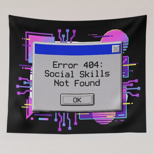 Item preview, Error 404 Social Skills Not Found Retro Pixel Art Introvert Tech designed and sold by WorldShop17.