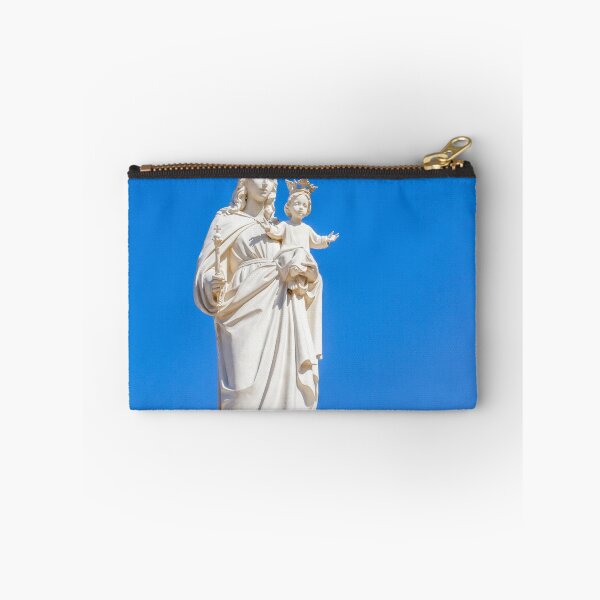 Item preview, Virgin Mary Statue With Child Jesus Wearing Crowns Against Clear Blue Sky designed and sold by Nmallia.