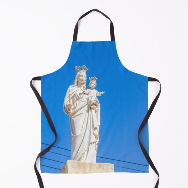 Item preview, Virgin Mary Statue With Child Jesus Wearing Crowns Against Clear Blue Sky designed and sold by Nmallia.