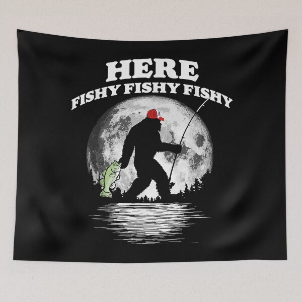 Item preview, Bigfoot Bass Night Fishing! Here Fishy Bassquatch Sasquatch designed and sold by MullenMich.