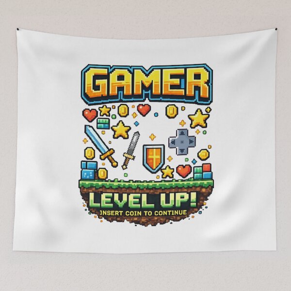 Item preview, Gamer Level Up - Insert Coin To Continue Retro Pixel Gaming T-Shirt designed and sold by TheWorldGameStudio .