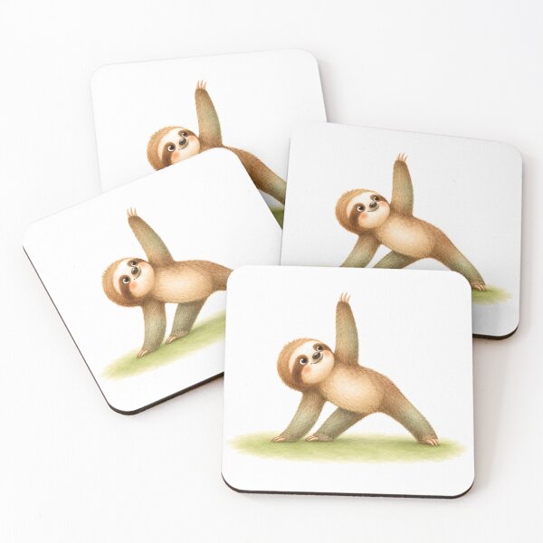 Item preview, Triangle Pose Sloth Yoga Watercolor Print designed and sold by YogiAnimalArt.