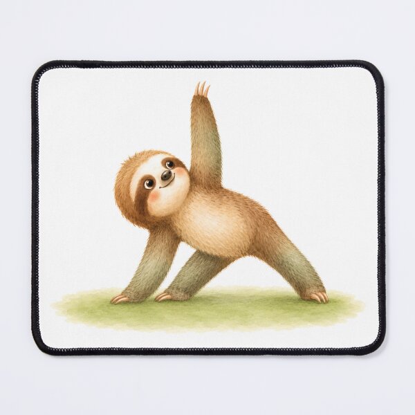 Item preview, Triangle Pose Sloth Yoga Watercolor Print designed and sold by YogiAnimalArt.