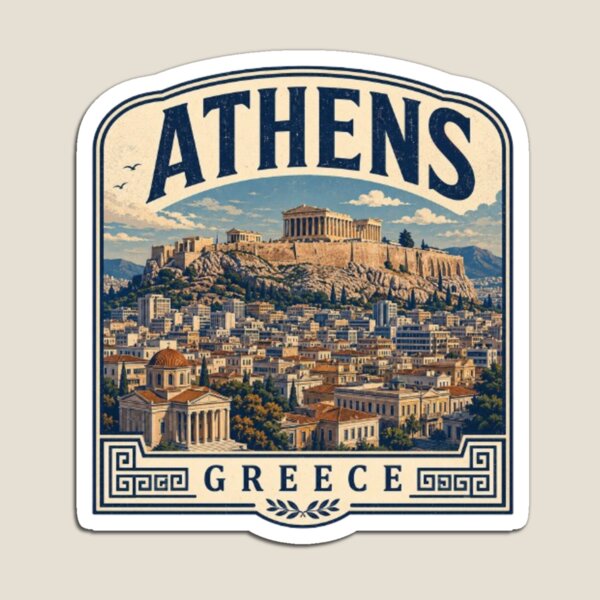 Item preview, Athens Greece Skyline Vintage Travel Poster | Acropolis Souvenir designed and sold by Travel Souvenirs 30.