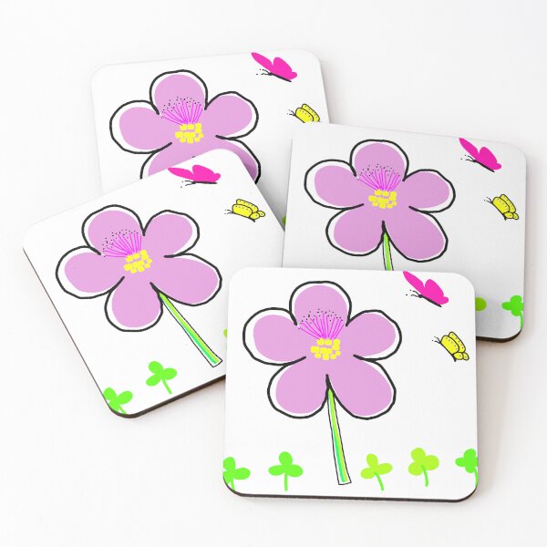 Item preview, Cute Pink Flower with Butterflies Illusration designed and sold by neowana.