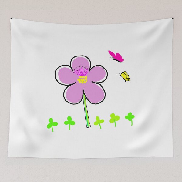 Item preview, Cute Pink Flower with Butterflies Illusration designed and sold by neowana.