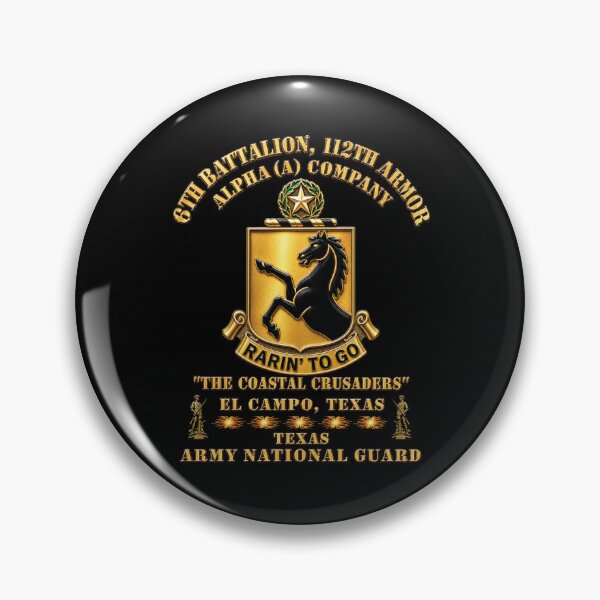 Item preview, Army - DUI - Alpha - A Co, 6th Bn, 112th Armor Regiment - The Coastal Crusaders - El Campo, Texas - TXARNG w Minutemen 3D X 300 designed and sold by Military Insignia Products.