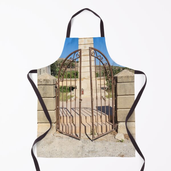Item preview, Wrought Iron Gate and Stone Pillars Entrance With Open Archway and Rustic Mediterranean Charm designed and sold by Nmallia.