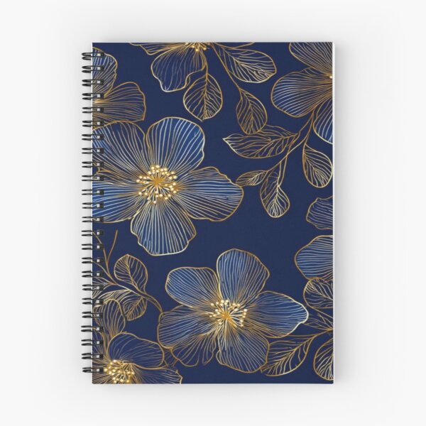 Item preview, Dark Blue Golden Flower Pattern Artwork  designed and sold by NivyasArtistry.