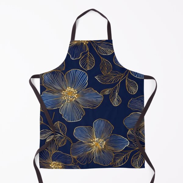 Item preview, Dark Blue Golden Flower Pattern Artwork  designed and sold by NivyasArtistry.