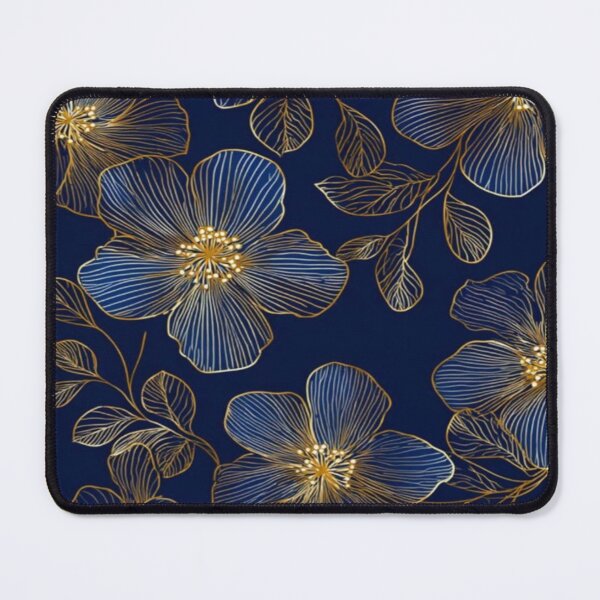 Item preview, Dark Blue Golden Flower Pattern Artwork designed and sold by NivyasArtistry.