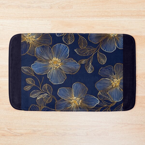 Item preview, Dark Blue Golden Flower Pattern Artwork  designed and sold by NivyasArtistry.