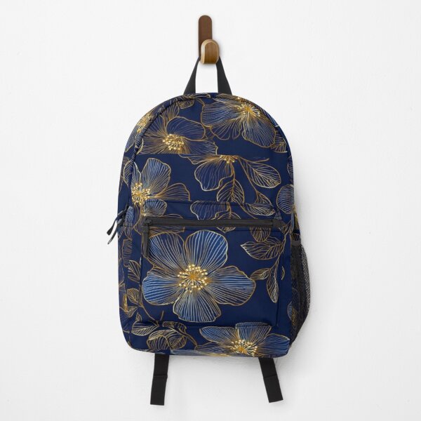 Item preview, Dark Blue Golden Flower Pattern Artwork designed and sold by NivyasArtistry.
