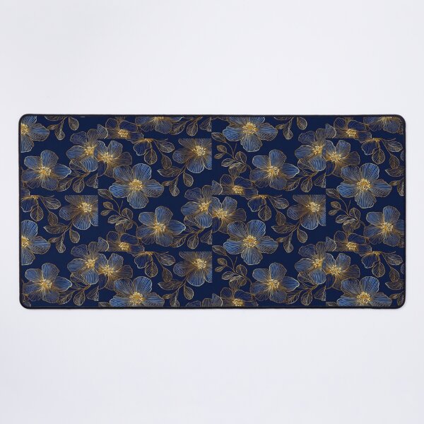 Item preview, Dark Blue Golden Flower Pattern Artwork designed and sold by NivyasArtistry.