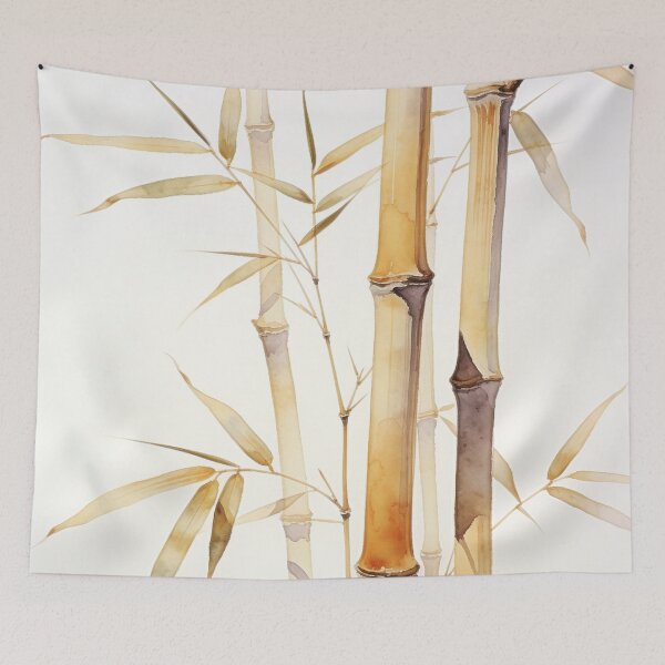 Item preview, Minimalist Dried Bamboo Canes Watercolor - Elegant Taupe and Beige Botanical Wall Art designed and sold by sana designer.