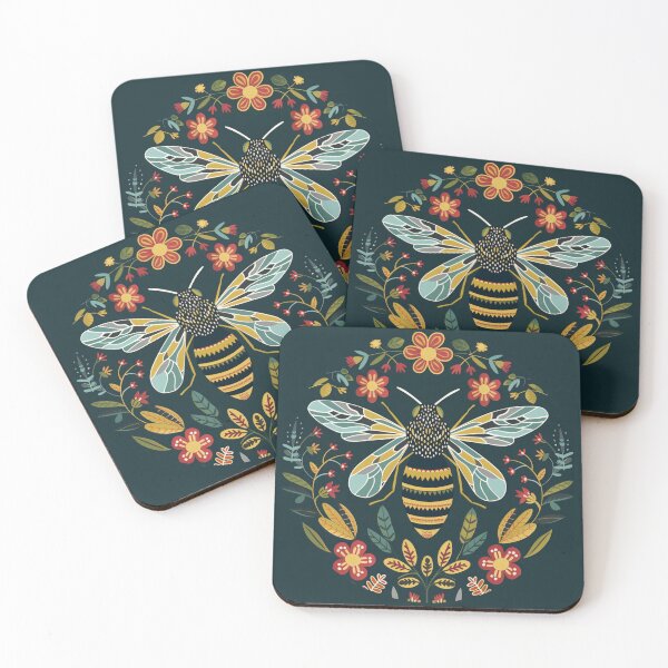 Item preview, Scandinavian Folk Art, Bee With Flowers designed and sold by xiao xuans.
