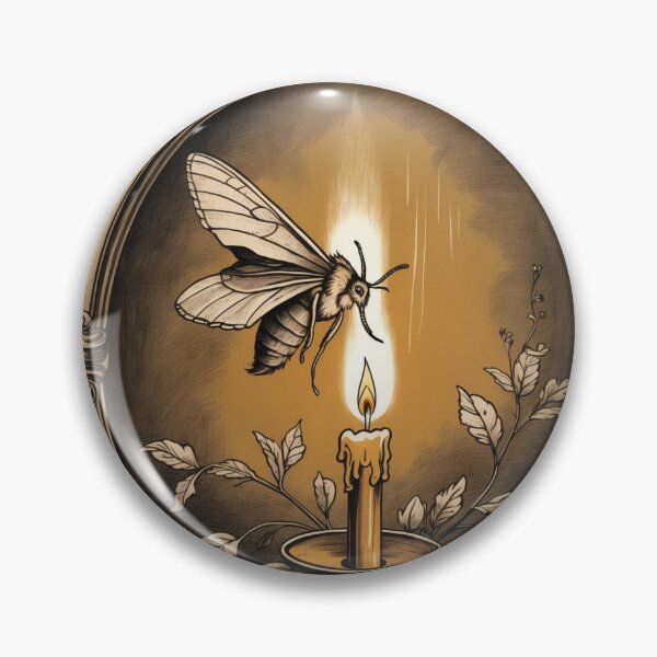 Item preview, Moth To A Flame - Vintage Candle and Moth Dark Academia Art designed and sold by NeuralAuraArts.
