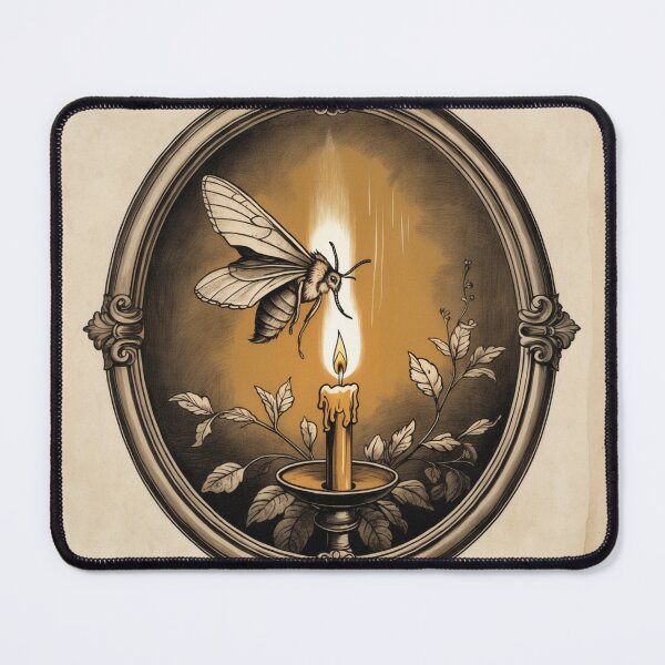 Item preview, Moth To A Flame - Vintage Candle and Moth Dark Academia Art designed and sold by NeuralAuraArts.