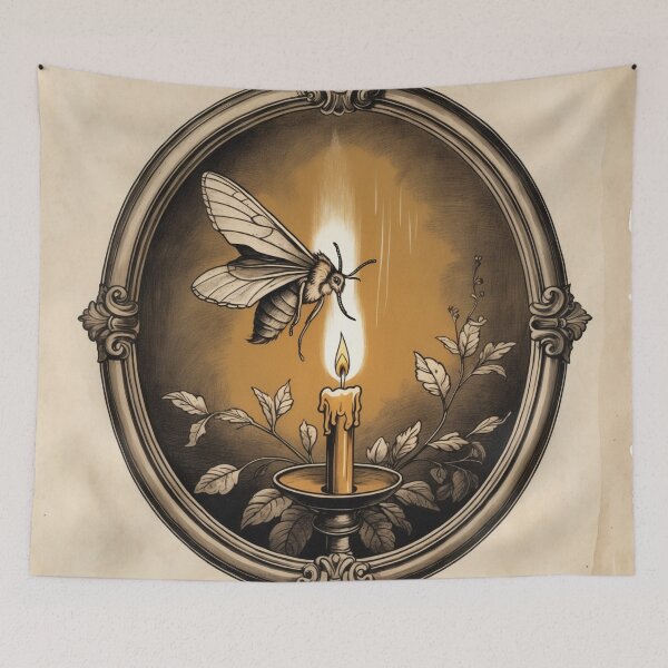Item preview, Moth To A Flame - Vintage Candle and Moth Dark Academia Art designed and sold by NeuralAuraArts.
