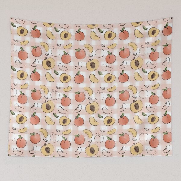 Item preview, Peach Seamless Pattern Summer Fruit Illustration designed and sold by Tinartia.