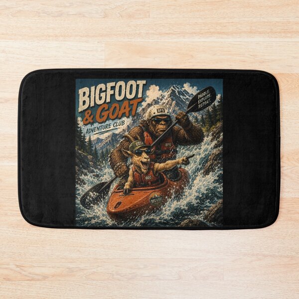 Item preview, Bigfoot and Goat Kayak Adventure Paddle Together Stay Wild designed and sold by NicheBloom.