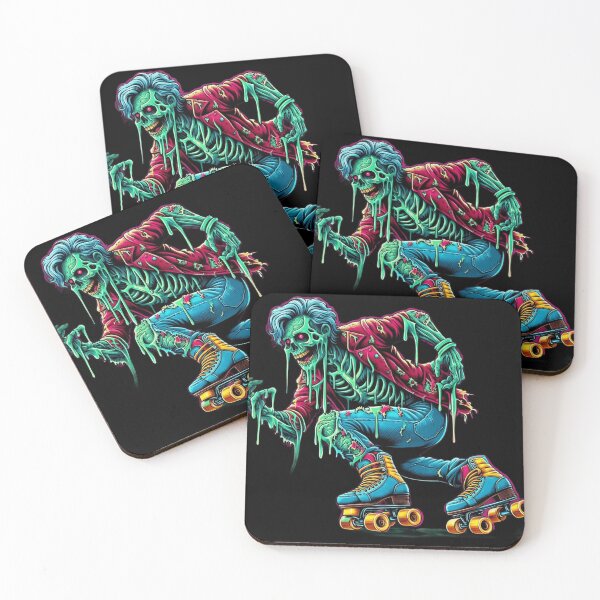 Item preview, Zombie skeleton on roller skates designed and sold by Shirtabell.