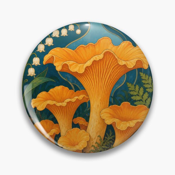 Item preview, Chanterelle Mushrooms Art Nouveau Fungi Forager designed and sold by AntiqueImages.