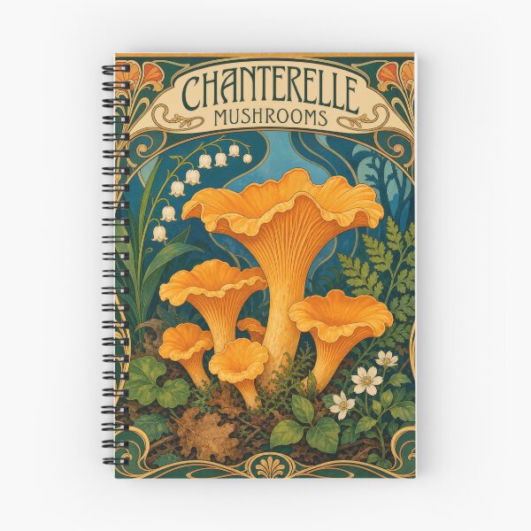 Item preview, Chanterelle Mushrooms Art Nouveau Fungi Forager designed and sold by AntiqueImages.