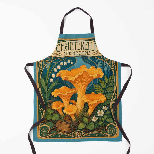 Item preview, Chanterelle Mushrooms Art Nouveau Fungi Forager designed and sold by AntiqueImages.