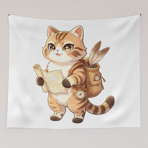 Aperçu de l'œuvre Le Petit Éclaireur - Adorable chat aventurier Felis Nigripes créée et vendue par ABYSSLAB.