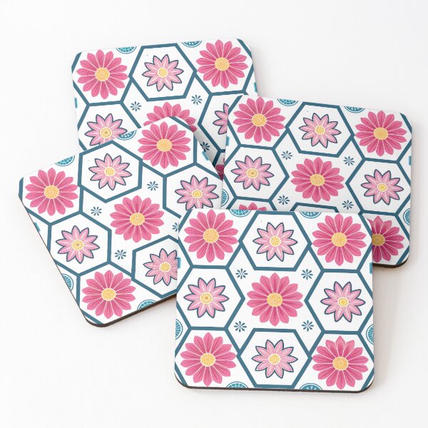 Item preview, Pink Daisy Hexagon Seamless Pattern designed and sold by trendspatterns.