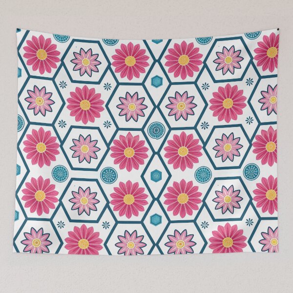 Item preview, Pink Daisy Hexagon Seamless Pattern designed and sold by trendspatterns.