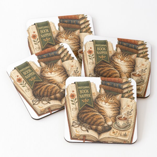 Item preview, Professional Book Napper Cute Cat Dark Academia Bookworm Art designed and sold by WERSY.