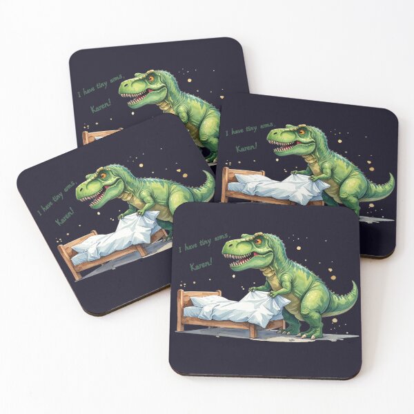 Item preview, T-Rex making the bed – Tiny Arms humor designed and sold by LiskoDesign.