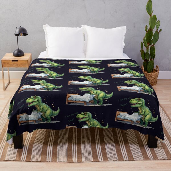 Item preview, T-Rex making the bed – Tiny Arms humor designed and sold by LiskoDesign.