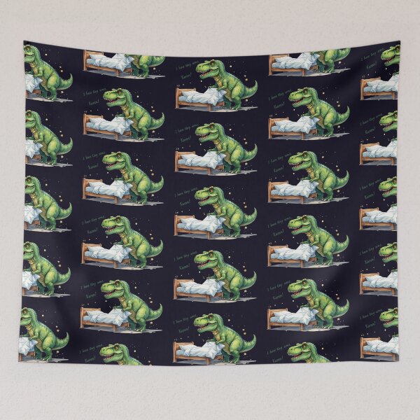 Item preview, T-Rex making the bed – Tiny Arms humor designed and sold by LiskoDesign.