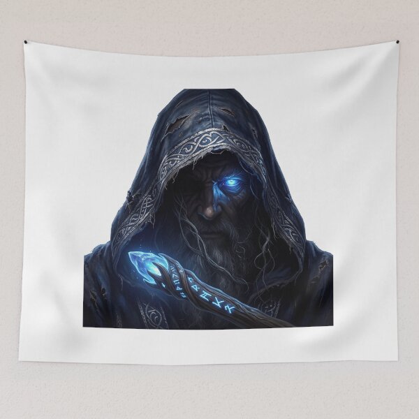 Item preview, Mysterious Hooded Wizard Portrait Lord of the Rings Style Fantasy Art designed and sold by LunaMarkos.