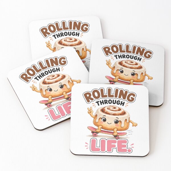 Item preview, Rolling Through Life Funny Cinnamon Roll Cute Bakery Pun Cartoon designed and sold by RoPrincess.