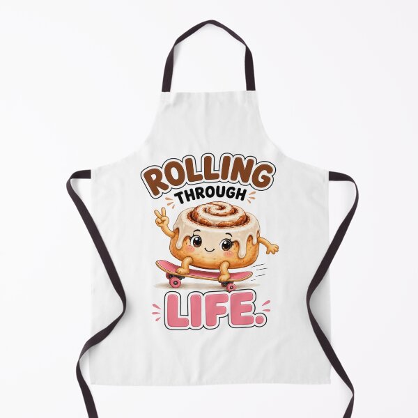 Item preview, Rolling Through Life Funny Cinnamon Roll Cute Bakery Pun Cartoon designed and sold by RoPrincess.