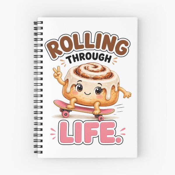 Item preview, Rolling Through Life Funny Cinnamon Roll Cute Bakery Pun Cartoon designed and sold by RoPrincess.