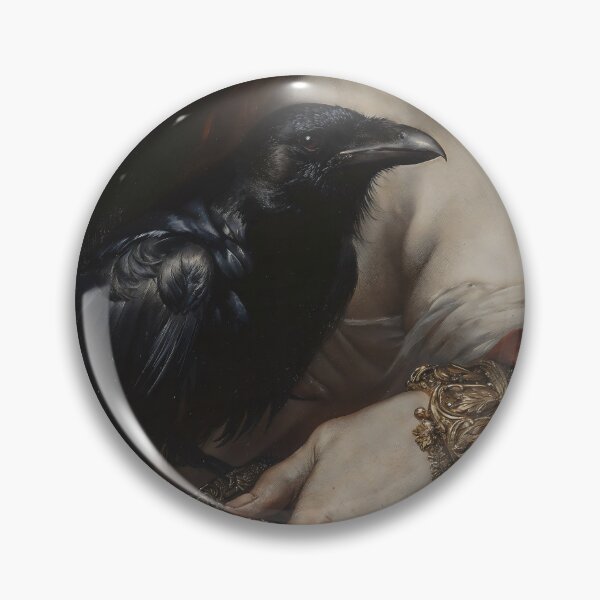 Item preview, Black Raven on Hand Gothic Oil Painting Dark Academia Wall Art designed and sold by DarkHolyQueen.