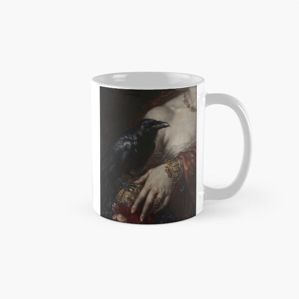Item preview, Black Raven on Hand Gothic Oil Painting Dark Academia Wall Art designed and sold by DarkHolyQueen.
