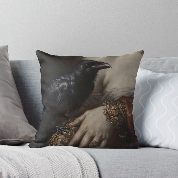 Item preview, Black Raven on Hand Gothic Oil Painting Dark Academia Wall Art designed and sold by DarkHolyQueen.