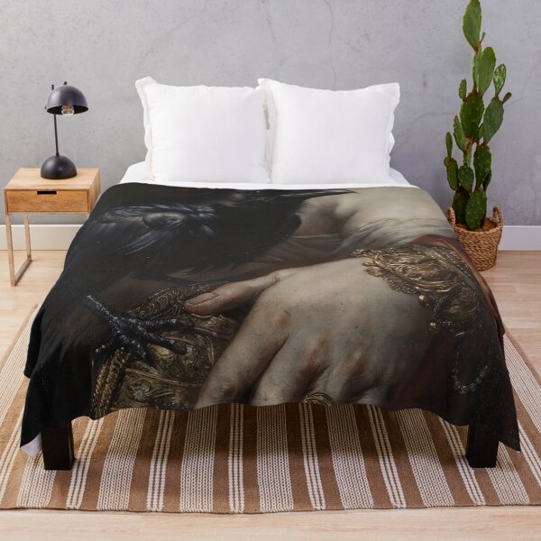 Item preview, Black Raven on Hand Gothic Oil Painting Dark Academia Wall Art designed and sold by DarkHolyQueen.
