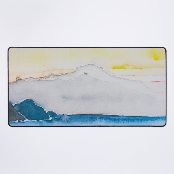 Item preview, Misty Coast – Watercolor Mountain and Sea Sunset Landscape designed and sold by BuckaBaby.