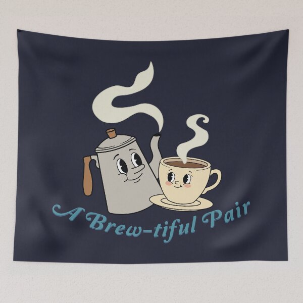 Item preview, A Brew-tiful Pair | Vintage Rubber Hose Coffee Cartoon | Cute Retro Coffee Lovers designed and sold by Hallowed Artistry.