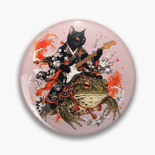 Item preview, Japanese Cat Rock on Giant Toad - Ukiyo-e Style designed and sold by Natalia-Vlad.
