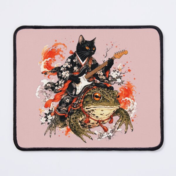 Item preview, Japanese Cat Rock on Giant Toad - Ukiyo-e Style designed and sold by Natalia-Vlad.