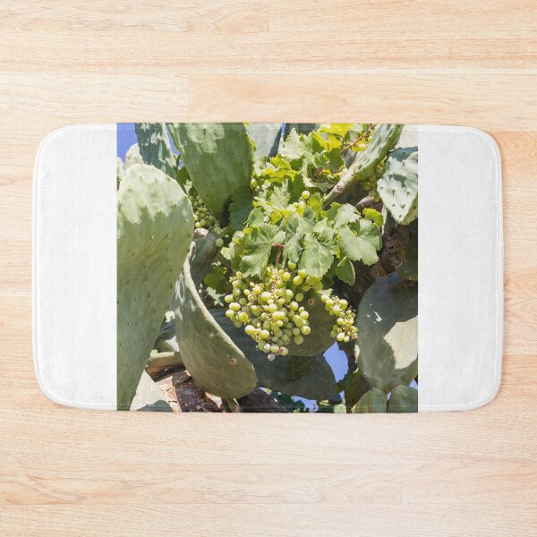 Item preview, Bunch of Green Grapes Hanging on Vine in Sunlit Vineyard Leaves Close-Up Summer designed and sold by Nmallia.